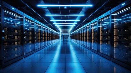 Leinwandbilder - Modern Data Technology Center Server Racks, Big Data Protection, Storage, Cloud Computing.