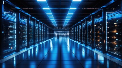 Leinwandbilder - Modern Data Technology Center Server Racks, Big Data Protection, Storage, Cloud Computing.