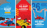 Fototapeta  - vector go kart racers banner set