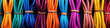 Multicolored climbing ropes for climbing in window of climbing equipment store