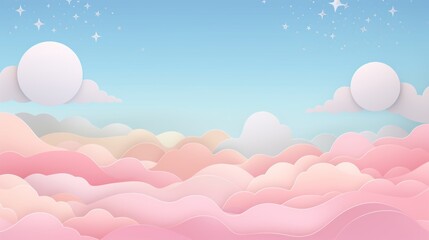 Wall Mural - serene pastel sky background – abstract paper cut design in soft hues