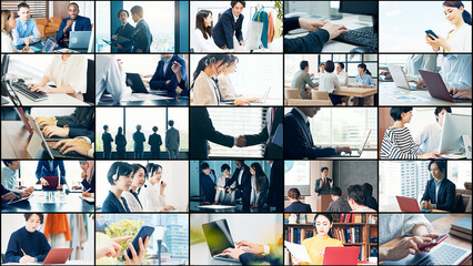 Poster - 様々なビジネスシーンのコラージュ
