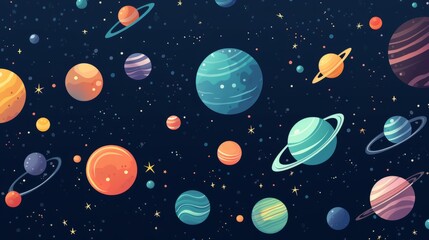 Wall Mural - starry vector space background - cute flat style template with stars in outer space