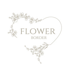 Wall Mural - Hand drawn heart frame of wildflowers. Graphic element for wedding invitations, business sign. 