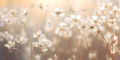 Wall Mural - Delicate Dried White Flowers in Soft Macro Light