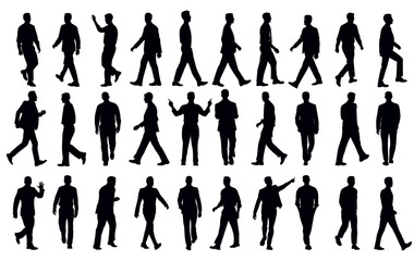 Wall Mural - Set of business people silhouette, collection of men silhouette isolated on white background