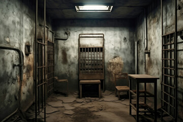 Wall Mural - Solitary prison cell. The concept of prison and punishment for crime. Torture solitary confinement.