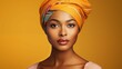 AI generated illustration of a portrait of a woman wearing an orange headwear