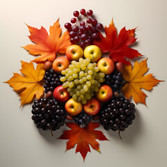 Poster - A symmetrical arrangement of autumn fruits.