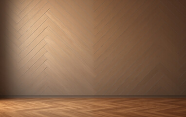 Brown wooden wall mock up with copy space in retro style with brown parquet