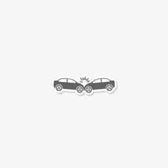 Poster - Car crash simple icon sticker isolated on gray background