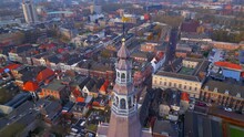 Den Bosch Orbit To Left With Church Spire In Centre During Cold Winter Day