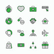 International Day for the Poor Vector Line Icons Set. Contains such Icons as Heart, planet Earth, Handshake, money, Donate, Medicines, Plane and more. Editable Stroke. 32x32 Pixel Perfect