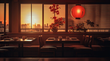 Japanese restaurant. Original culture style interior