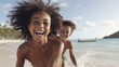 © kochabamba - cheerful african american children on the seashore having fun
