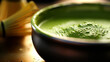 traditional japanese matcha tea close up