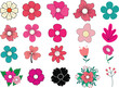 Set of  Spring flower collection vector illustrations stickers design 