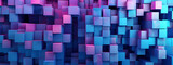 Fototapeta Londyn - abstract blue pink and purple square wall texture, in the style of blocky, cubist, three-dimensional puzzles, rendered in cinema4d, luminous 3d objects, abstract