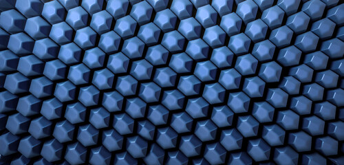 Aufkleber - Abstract Honeycomb Holographic Geometric Pattern texture. Background of abstract blue 3d hexagon background design dark blue grid pattern. Abstract octagons dark 3d background