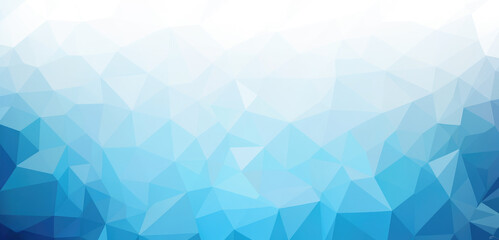 Poster - Blue White Light Polygonal Mosaic. Blue White geometric rumpled triangular low poly origami style gradient illustration graphic background.