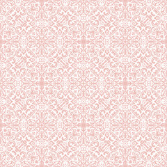 Wall Mural - classic seamless pattern. damask light pink and white orient ornament. classic vintage background. o