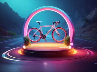 Colorful bicycle isolated on an gradient color background. 3d rendering.