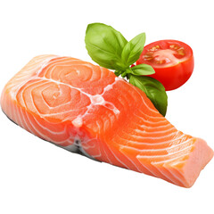 salmon steak isolated on transparent background