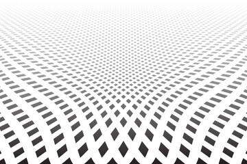Wall Mural - abstract dots pattern with 3d illusion effect in diminishing perspective.