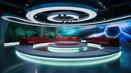 Poster - a news broadcast studio, circle line concept.