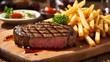 Delicious steak with french fries