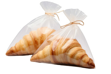 Wall Mural - Croissants in Transparent Bags Isolated on White background