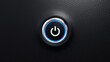 Power push button. Start, off and on concept. Power button of a modern car with blue shine. 3d illustration