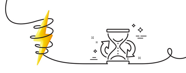Poster - time hourglass refresh line icon. continuous one line with curl. sand watch sign. hourglass single o