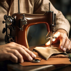 Tailor working a sewing machine