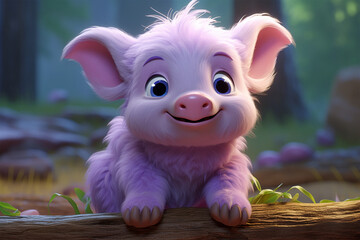 3d character of a cute pig in children's style