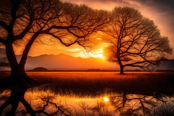 Canvas Print - **sunset and tree