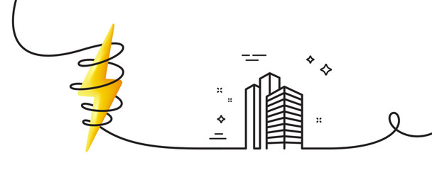 Poster - skyscraper buildings line icon. continuous one line with curl. city architecture sign. town symbol. 