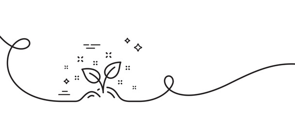 Poster - Startup concept line icon. Continuous one line with curl. Idea leaves sign. Launch project symbol. Startup concept single outline ribbon. Loop curve pattern. Vector