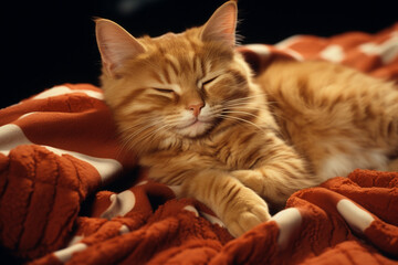 Poster - A caramel-covered kitty with wafer ears, lounging on a chocolate chip blanket.