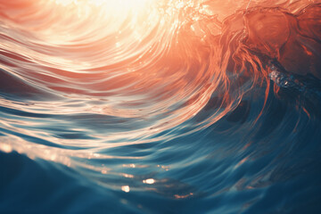 Poster - Abstract waves symbolizing the potential healing effects explored through quantum medicine.