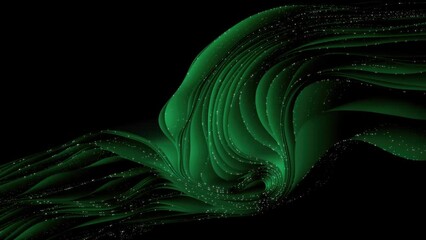 Poster - 4K Flying cloth. Abstract background. Silk Fabric. Holiday motion wallpaper. Christmas video. 3D rendering. Flowing by wind. Slow motion. Dark green color.