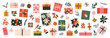 © TWINS DESIGN STUDIO - Merry christmas and happy new year element vector. Collection drawing of holly berry plant, flower, gift, christmas bauble ball, pine leaves. Design suitable for banner, invitation, decoration.