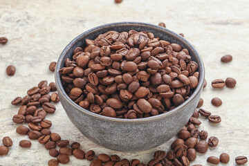 Wall Mural - Roasted coffee bean in the bowl