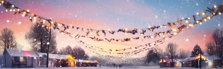 Wall Mural - winter fest fairy lights header