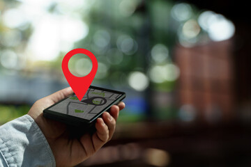 Poster - GPS Map to Route Destination network connection Location Street Map with GPS Icons Navigation