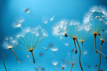 Poster - *flying dandelion seeds on a blue background-