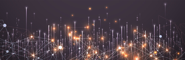 Technology background. Big data concept. Binary computer code. Hand drawn vector illustration.