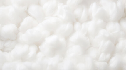 close-up of white fluffy cotton background, abstract luxury wadding cloud texture. generative ai