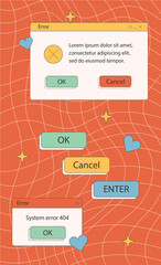 Fototapete - social media vertical banners templates in old school nostalgic design with computer interface eleme