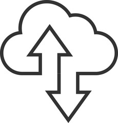 Poster - Technology icon vector cloud computing connection. Big data global server. Line design symbol.